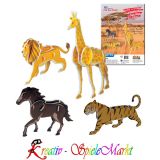 Scholas Pop Out World - 3D Puzzle Wilde Tiere Lwe, Giraffe, Pferd und Tiger 